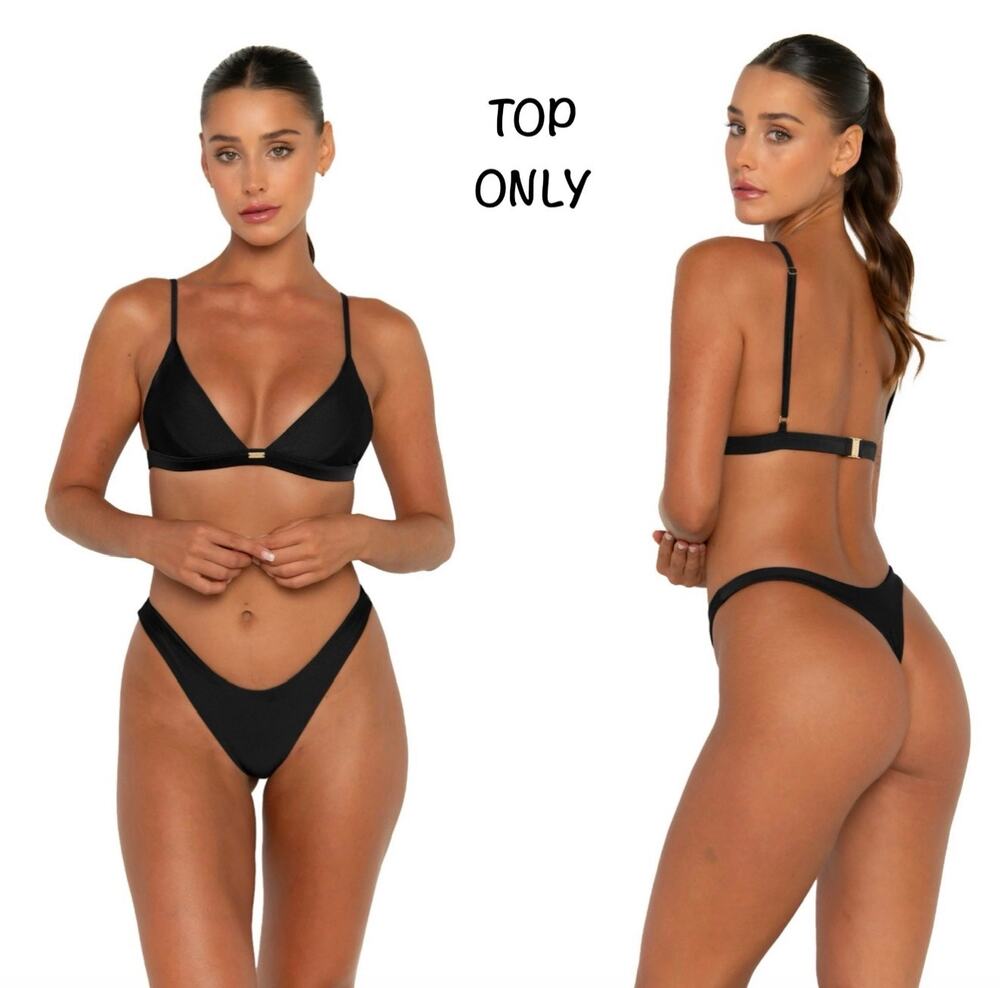 FAE Swim Luna Triangle Bralette Bikini Top - Nero Black - Sz L NWT